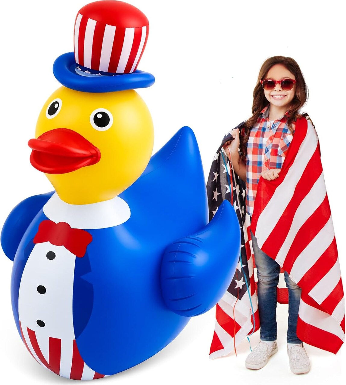 1 Pc 4 ft Patriotic Inflatable 4th of July Large Giant Duck (Suit Style)